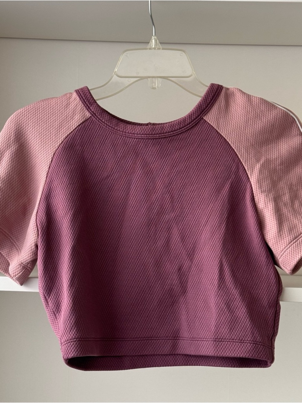 TWENTY MONTREAL Purple Mesh Color Block Crop Tee